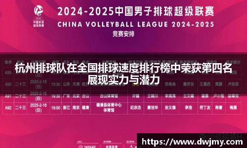 杭州排球队在全国排球速度排行榜中荣获第四名展现实力与潜力